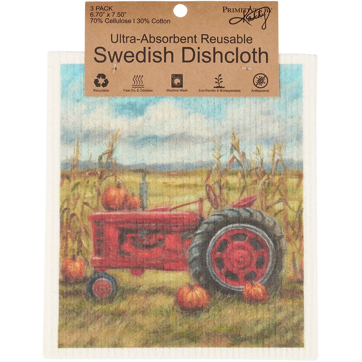 🎄💙 Set of 3 Fall Farm Swedish Dishcloth Set