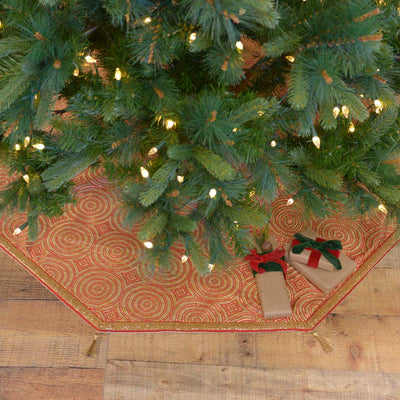 Soleil Paisley and Sequins Christmas Tree Skirt 48" Diameter