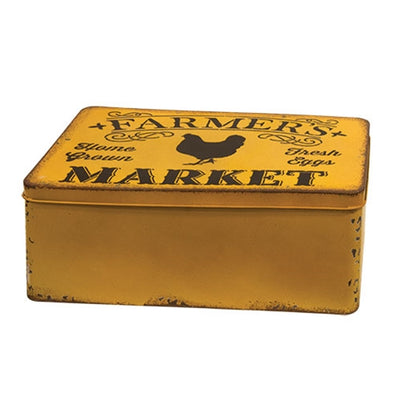 Set of 2 Distressed Metal Farmer's Market Boxes with Lids