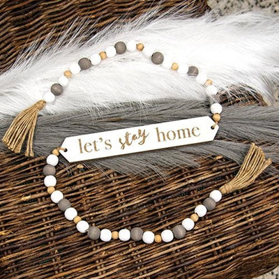 Let's Stay Home 47" Farmhouse Wooden Bead Garland