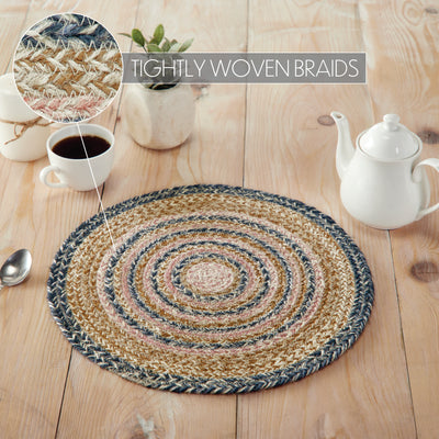 Kaila Jute Trivet Navy Cream Dusty Rose 15'' Diameter