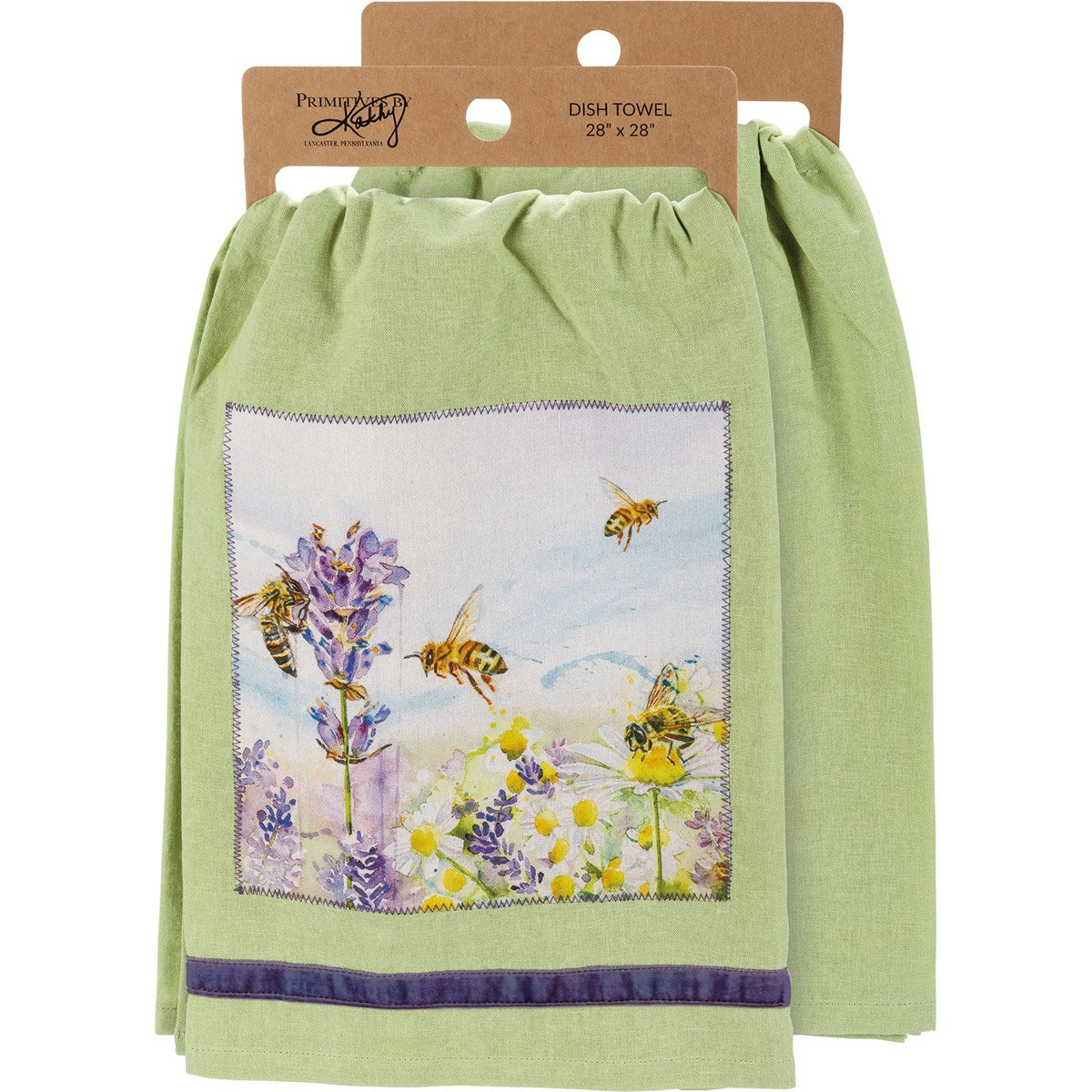 Lavender Bees and Flowers Kitchen Towel