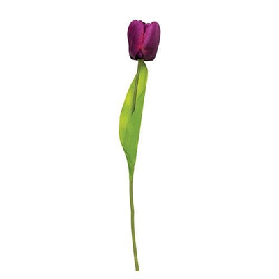 💙 Dark Purple Tulip 15.5" Faux Floral Stem