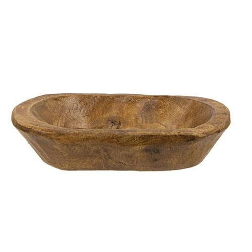 Carved Wood Petite Decorative Oval Dough Bowl