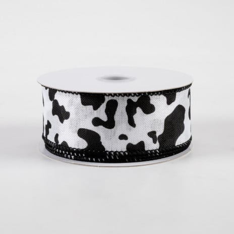 HAPPY BIRTHDAY🎂 💙 Cow Print Black & White Linen Ribbon 1.5" x 10 yards