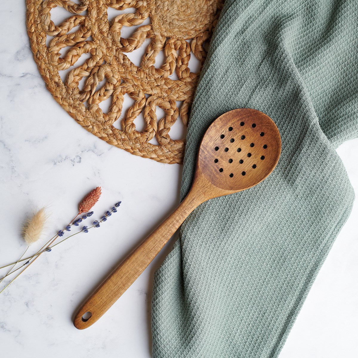 💙 Simple Farm Large Wooden Strainer Spoon