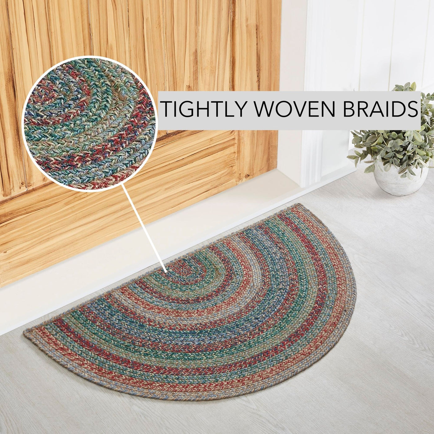 Half Round Runner Rug Multi Jute 36