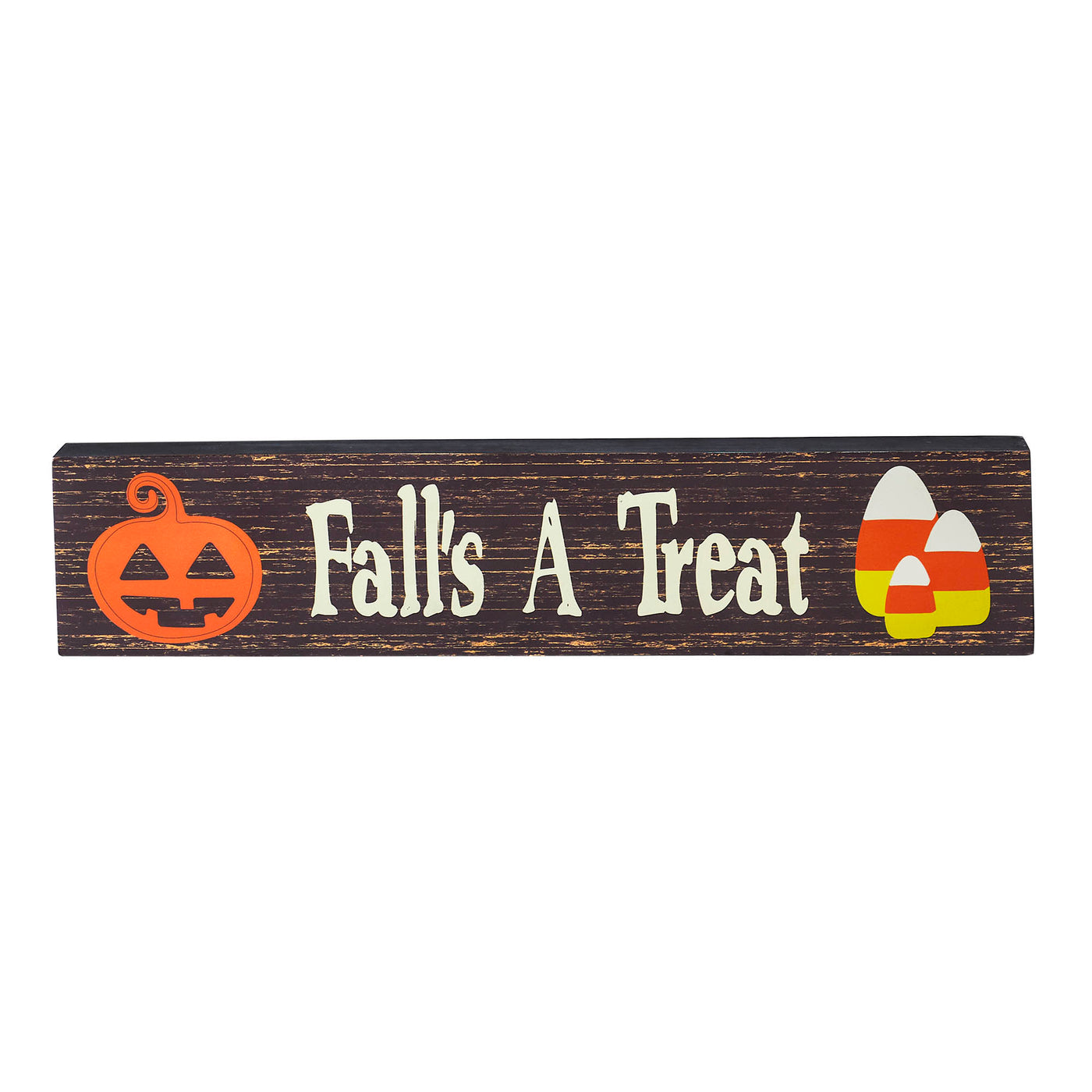 Fall's A Treat Candy Corn and Jack O' Lantern 14" Sitter Sign
