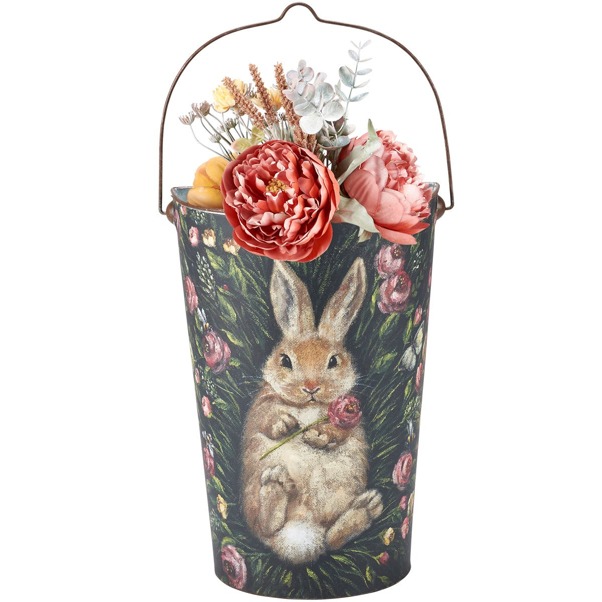 Set of 3 Bunny and Flowers Wall Buckets