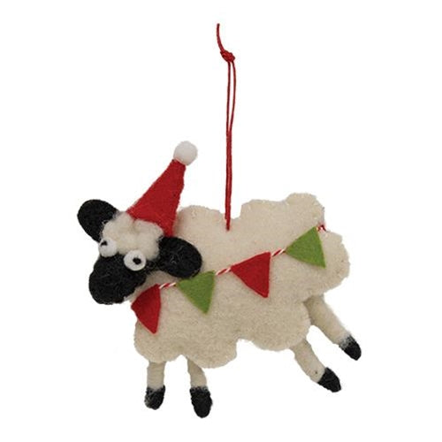 💙 Sheep With Christmas Garland Felt Ornament