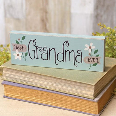 Best Grandma Ever Wooden Floral Block Sign