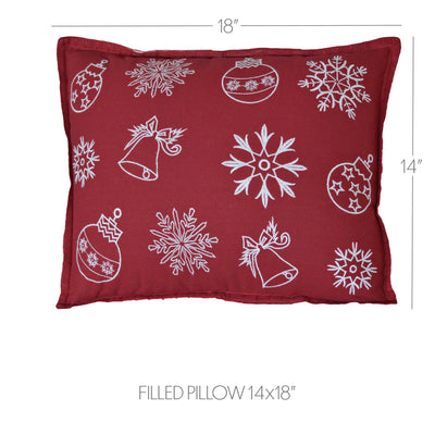 Snow Ornaments 14" x 18" Red Christmas Pillow
