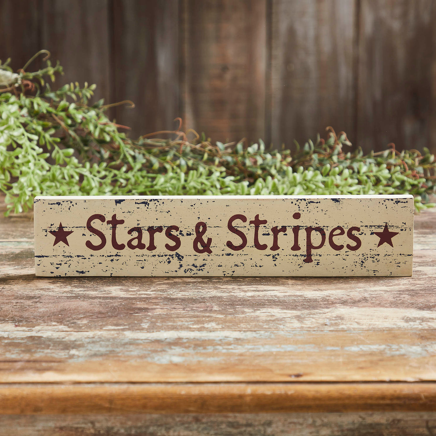 Day 8 🫐 15 Red White + Blueberry Days Stars & Stripes 12" Distressed Wooden Sign 2.75x13