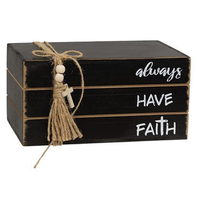 Always Have Faith Wooden Faux Book Stack