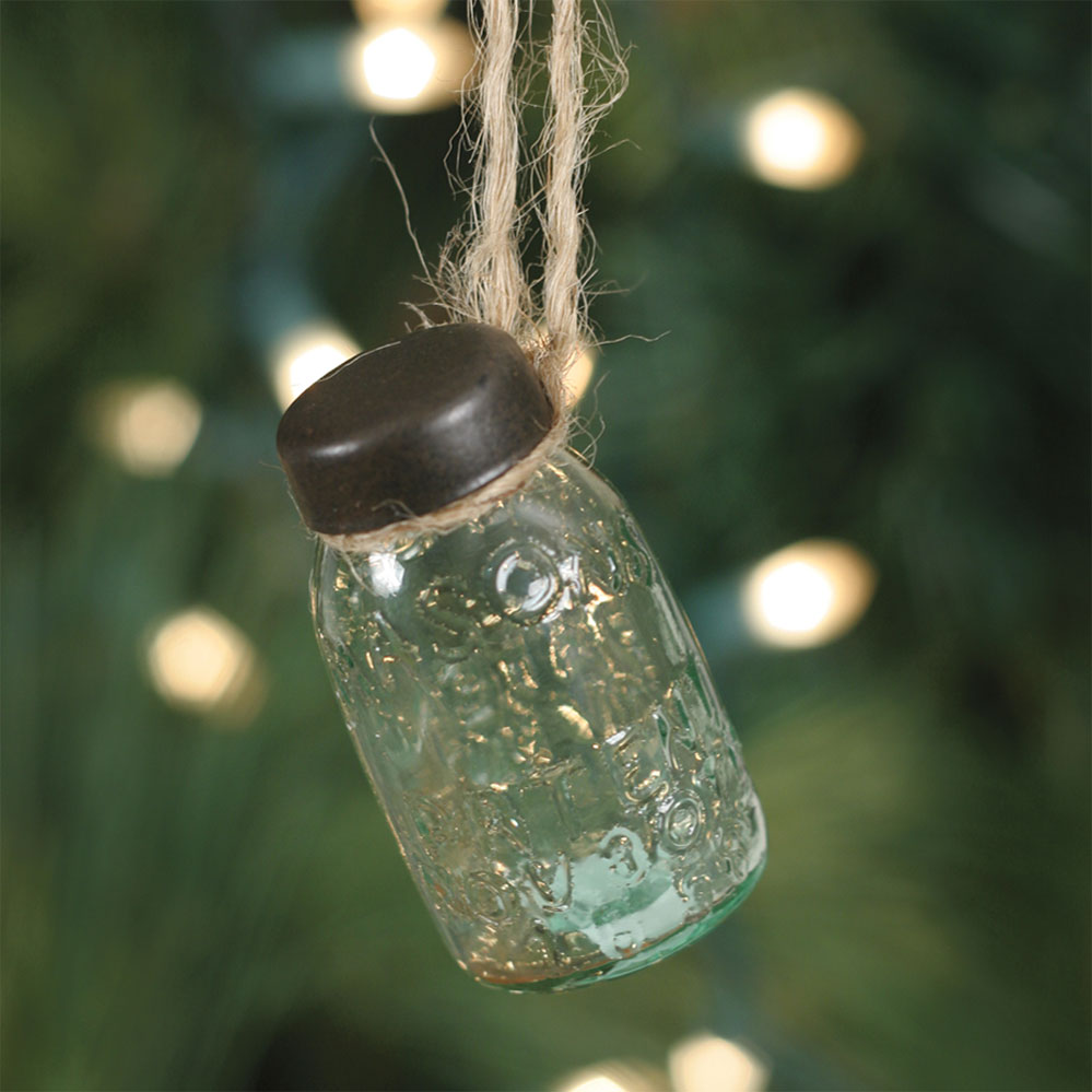 💙 Glass Mini Mason Jar Hanging Christmas Ornament