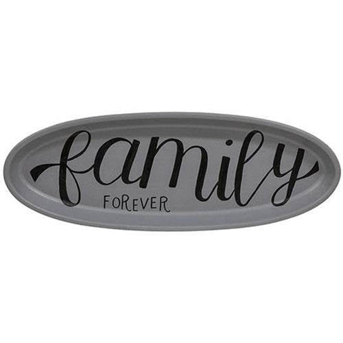 Family Forever Oval 15.5" Wooden Decorative Tray