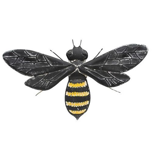 Distressed Black Bee Metal Wall Decor