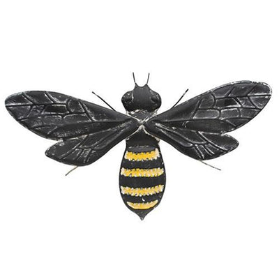 Distressed Black Bee Metal Wall Decor