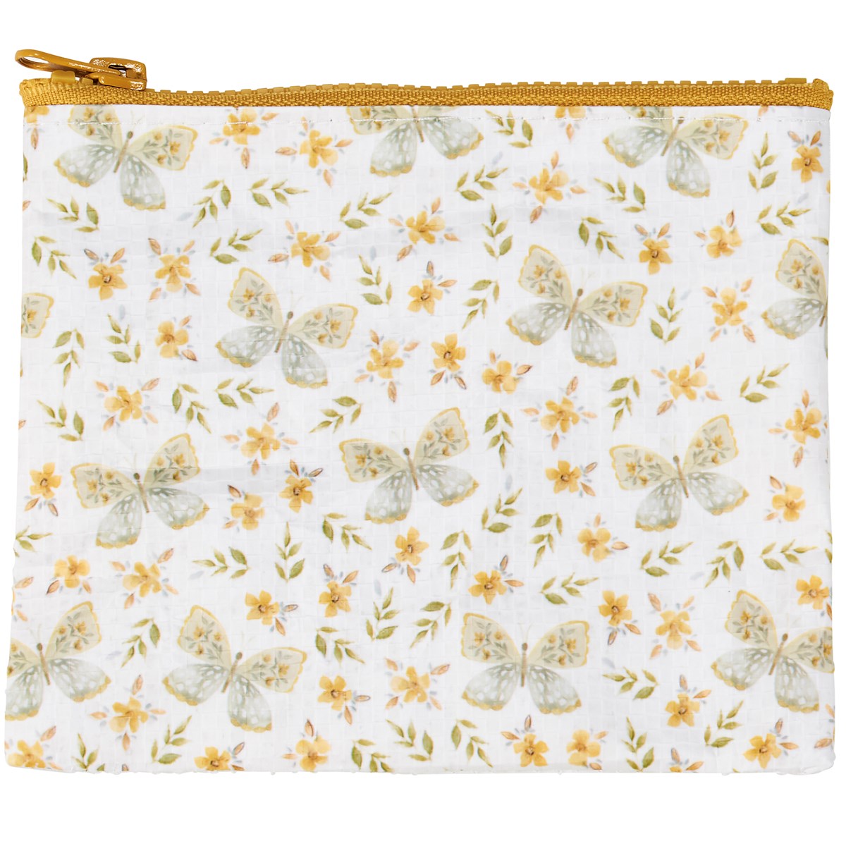 Yellow Butterfly Recycled Materials Zipper Wallet