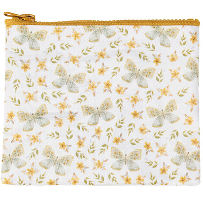 Yellow Butterfly Recycled Materials Zipper Wallet