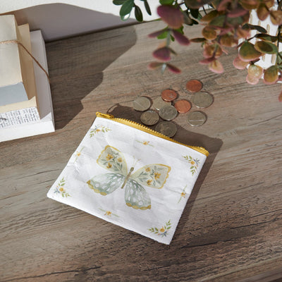 Yellow Butterfly Recycled Materials Zipper Wallet