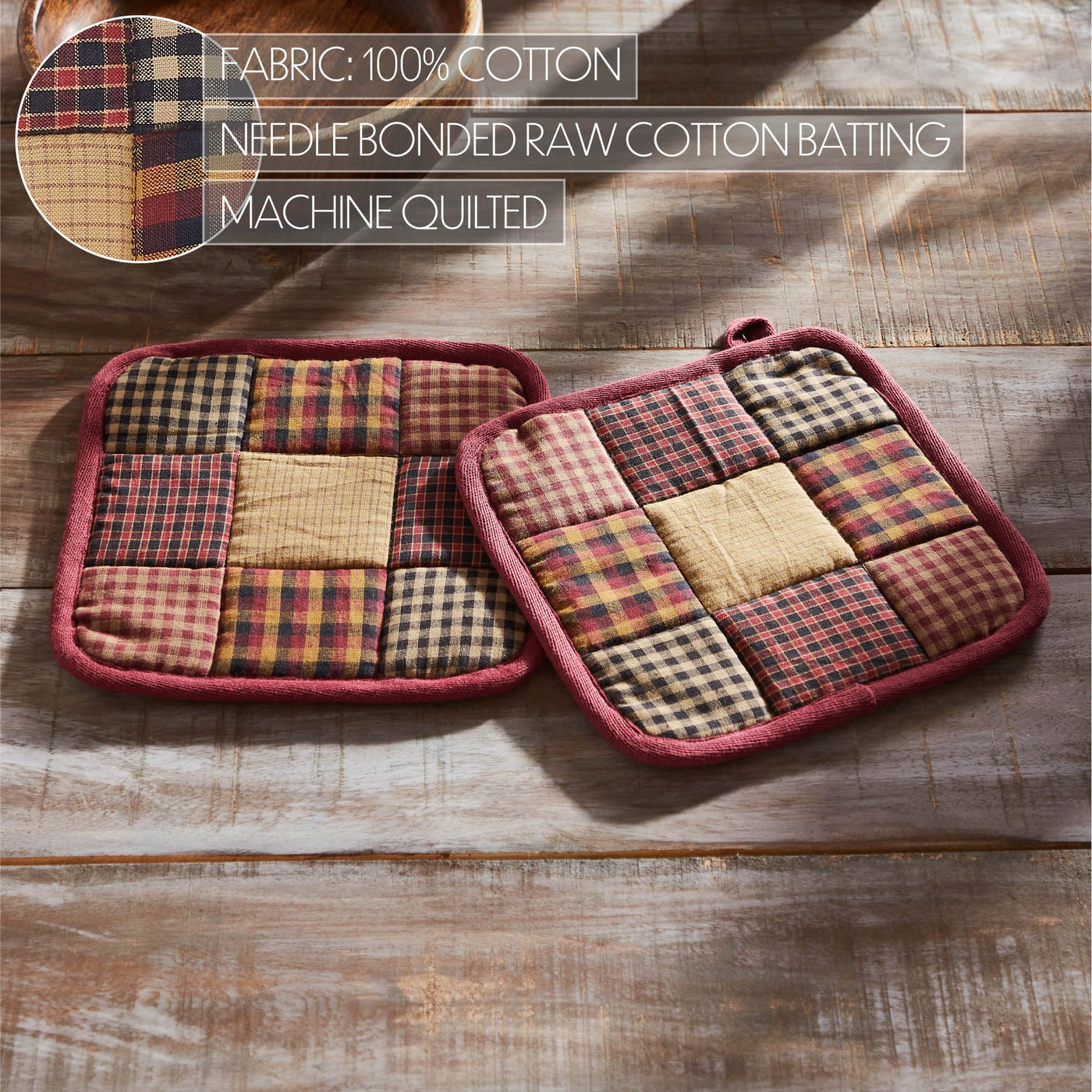 Heritage Farms Primitive Check Pot Holder Set of 2