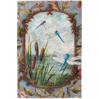 Dragonflies and Cattails Garden Flag