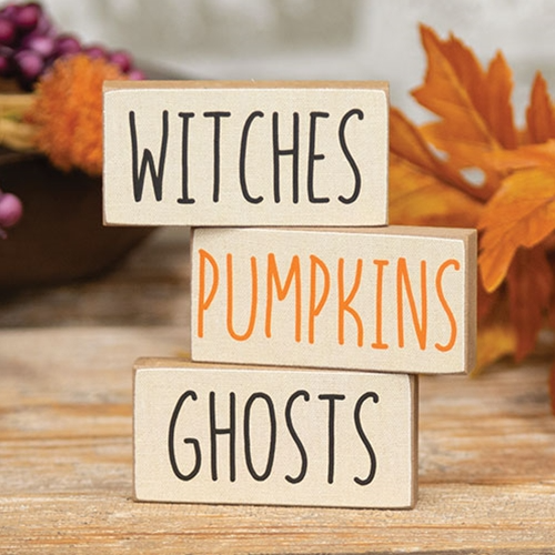 Set of 3 Witches Pumpkins Ghosts Halloween Mini Sticks