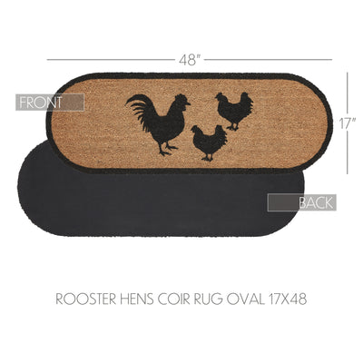 Rooster & Hens Coir Oval Rug 17" x 48"