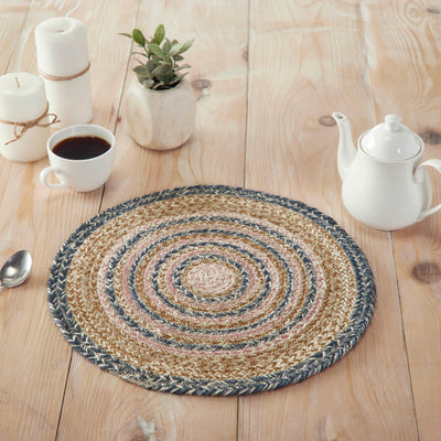 Kaila Jute Trivet Navy Cream Dusty Rose 15'' Diameter