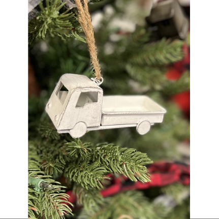 💙 White Washed Truck Metal Ornament