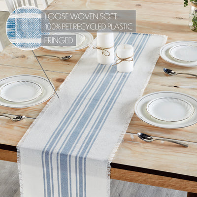 Antique White Stripe Blue Indoor/Outdoor 48" Table Runner