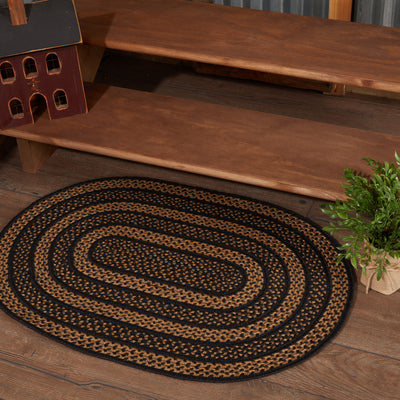 Black & Tan Jute 36" Oval Rug Oval