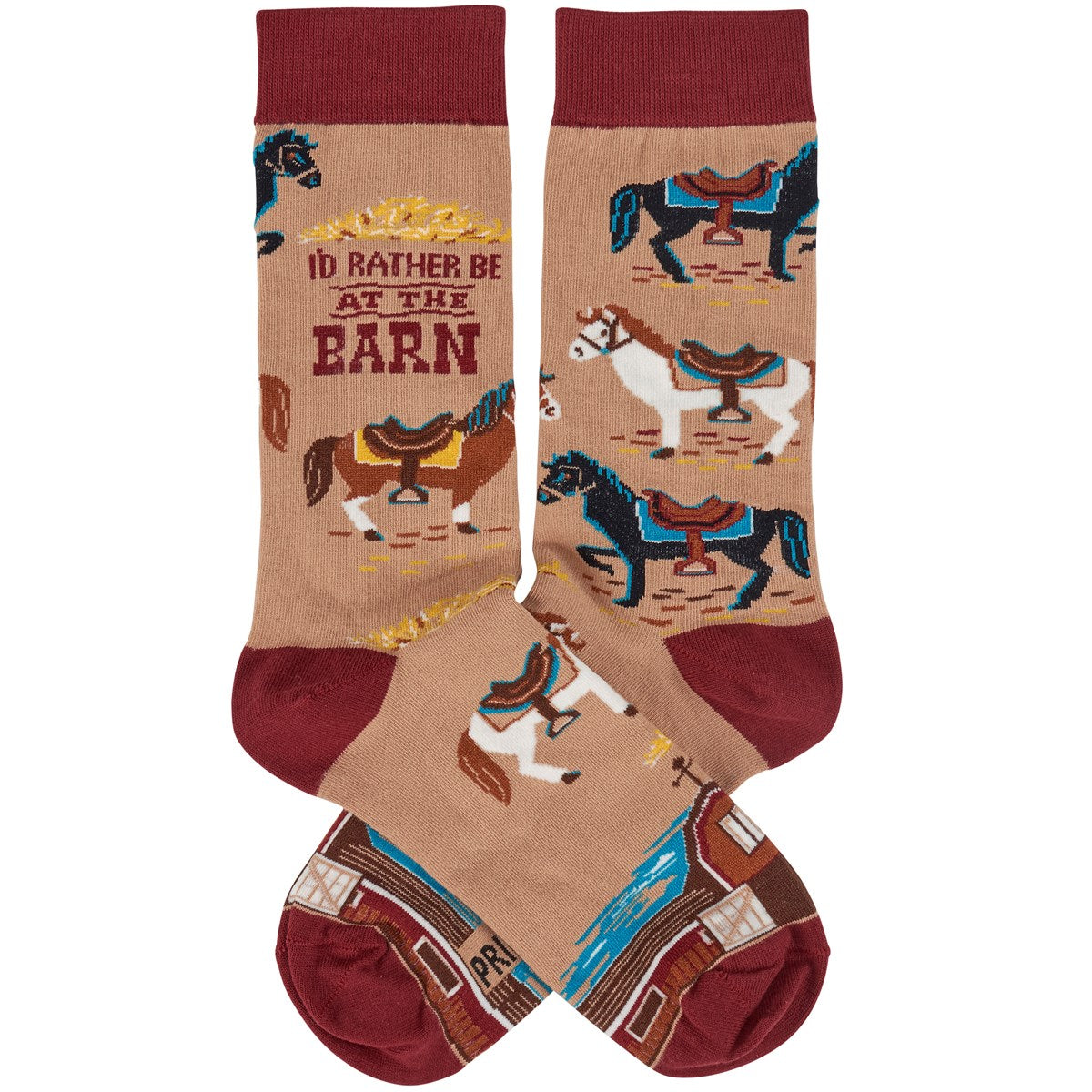 Rather Be At The Barn Horse Fun Novelty Socks