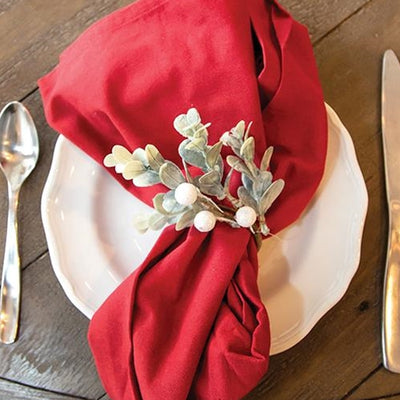 Holiday Ombre Boxwood & Berry Faux Evergreen Napkin Ring