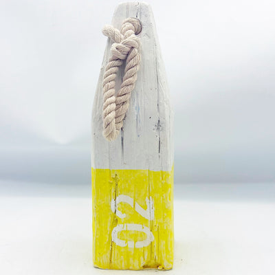 💙 White and Yellow Decorative Buoy Resin 8" H