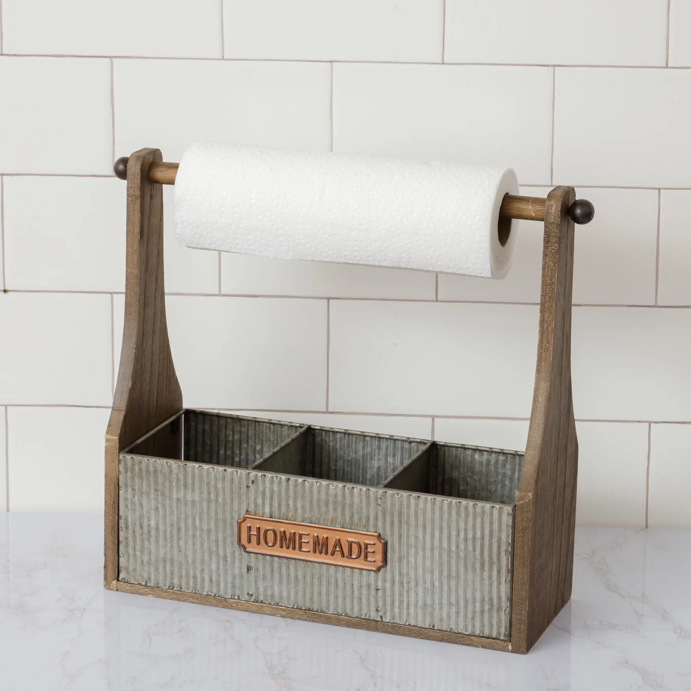 Rustic Divided Caddy Paper Towel Holder