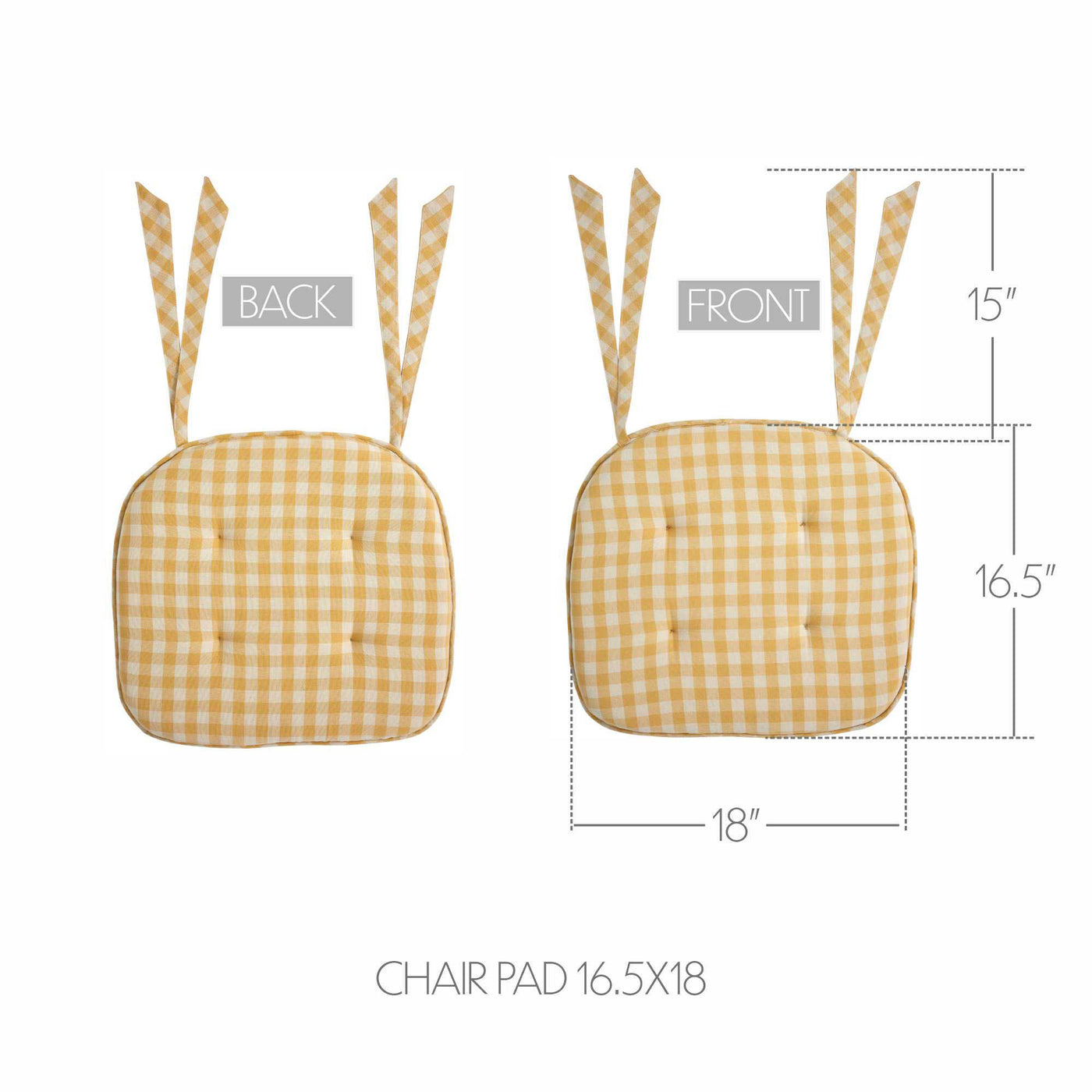 Golden Honey Check Chair Pad 16.5" x 18"