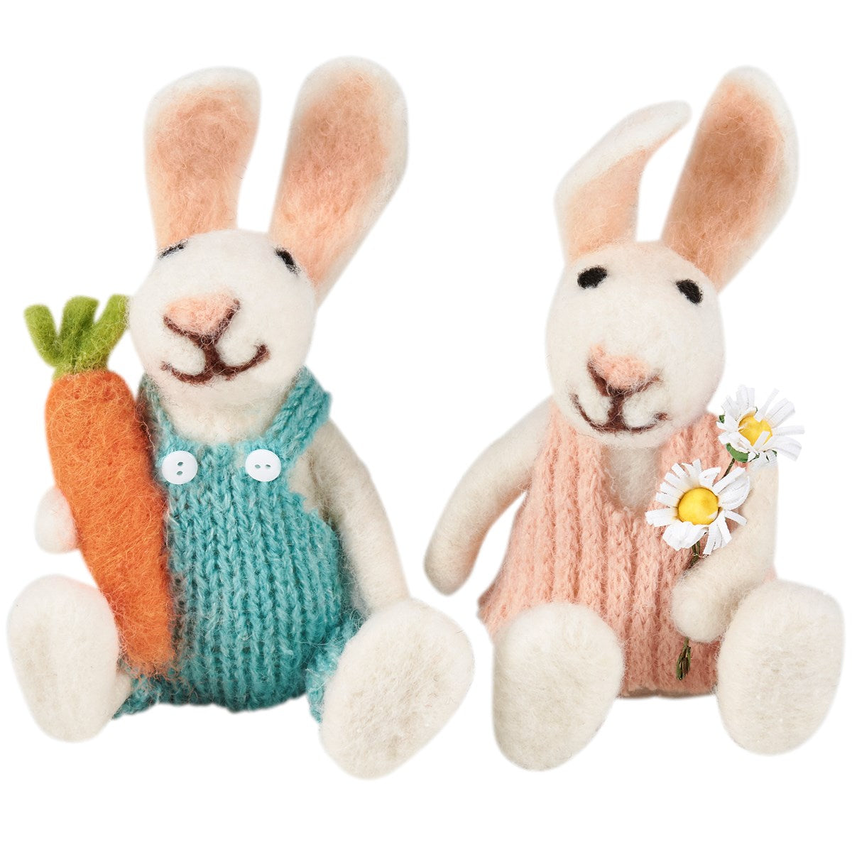 Spring Bunny Couple Felt Critter Set