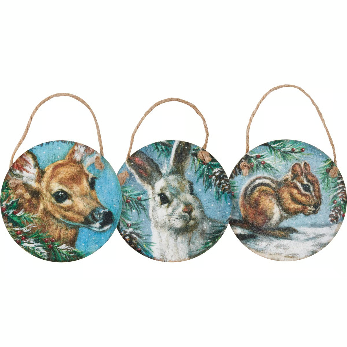 Set of 3 Winter Animals Ornament Set