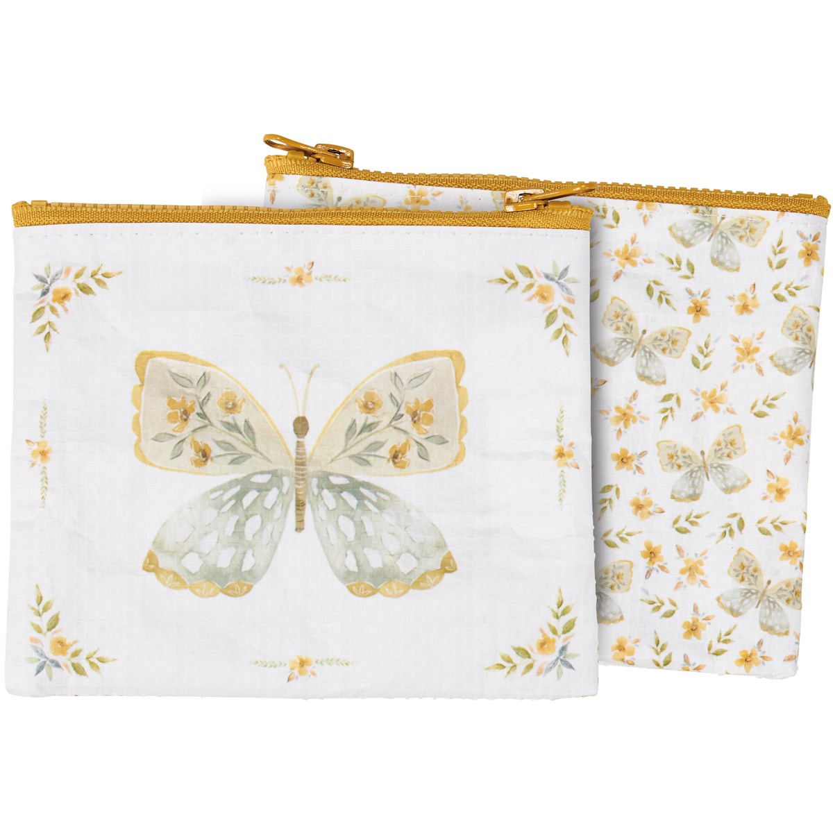Yellow Butterfly Recycled Materials Zipper Wallet