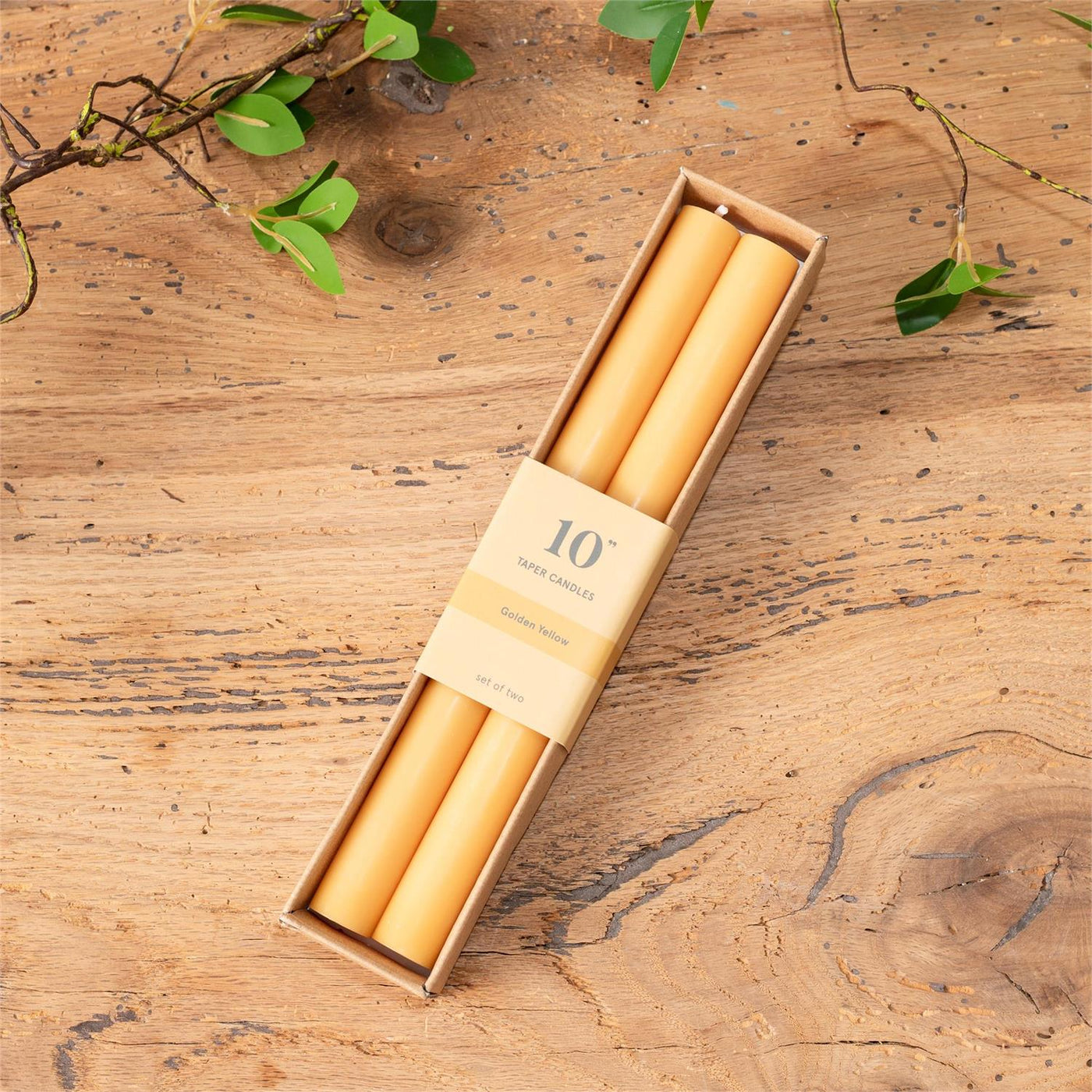 Set of 2 Golden Yellow 10" Taper Candles