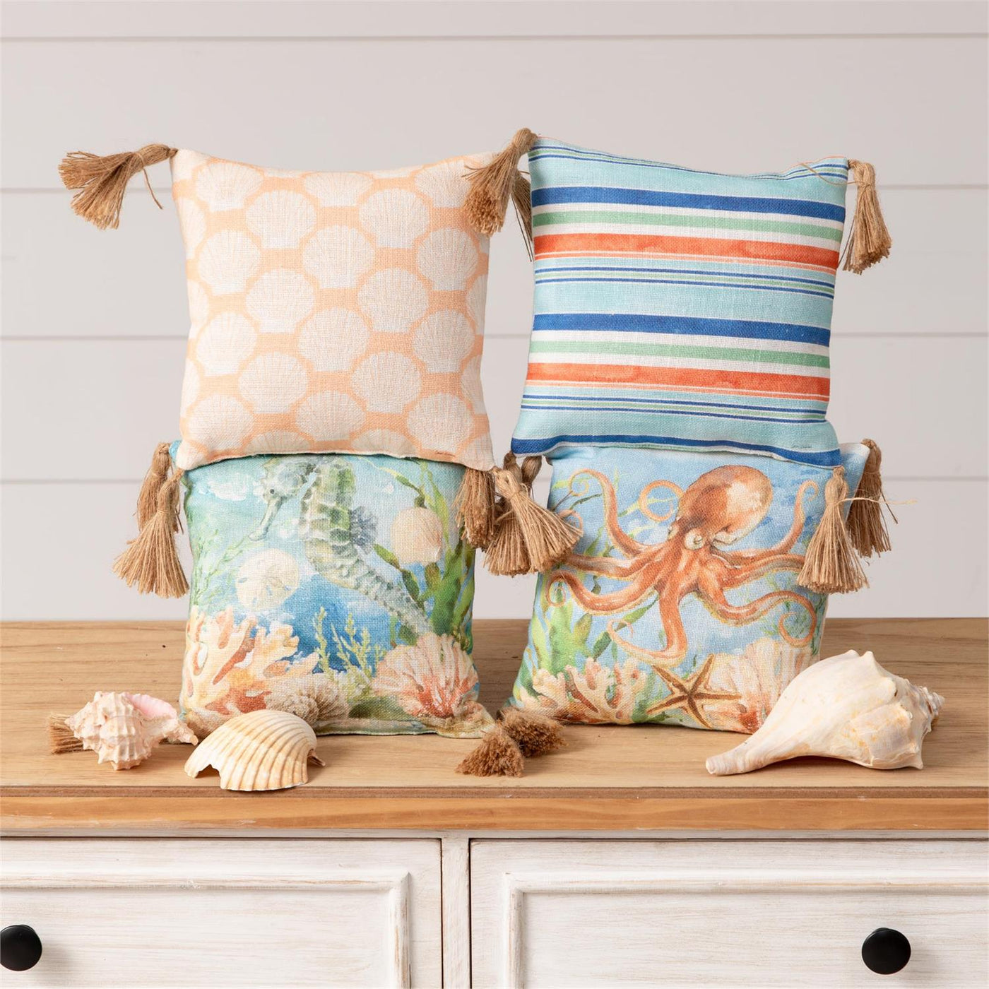 Set of 4 Under the Sea Mini 8" Accent Pillows