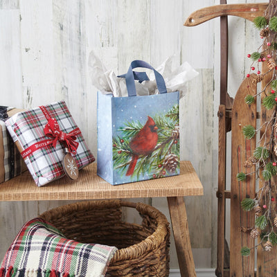 Cardinal on Pine Bough Small Daily Market Tote