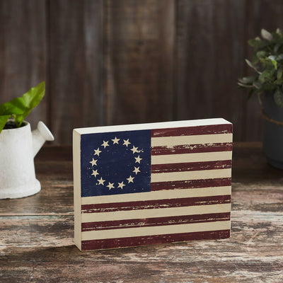 Colonial American Flag 8" Wooden Sign