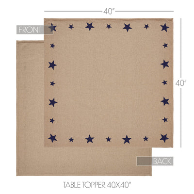 Natural with Navy Blue Stars 40" Table Topper