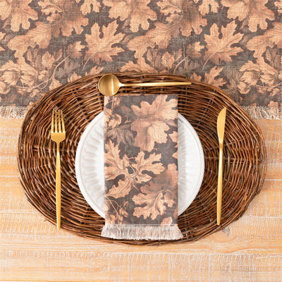 Set of 4 Leaf And Pumpkin Cloth Napkins