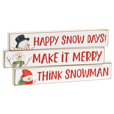 🎄💙 Set of 3 Happy Snow Days Snowman Mini Sticks