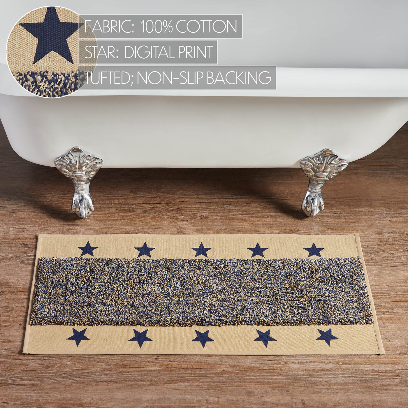 Navy Stars 17" x 36" Bathmat