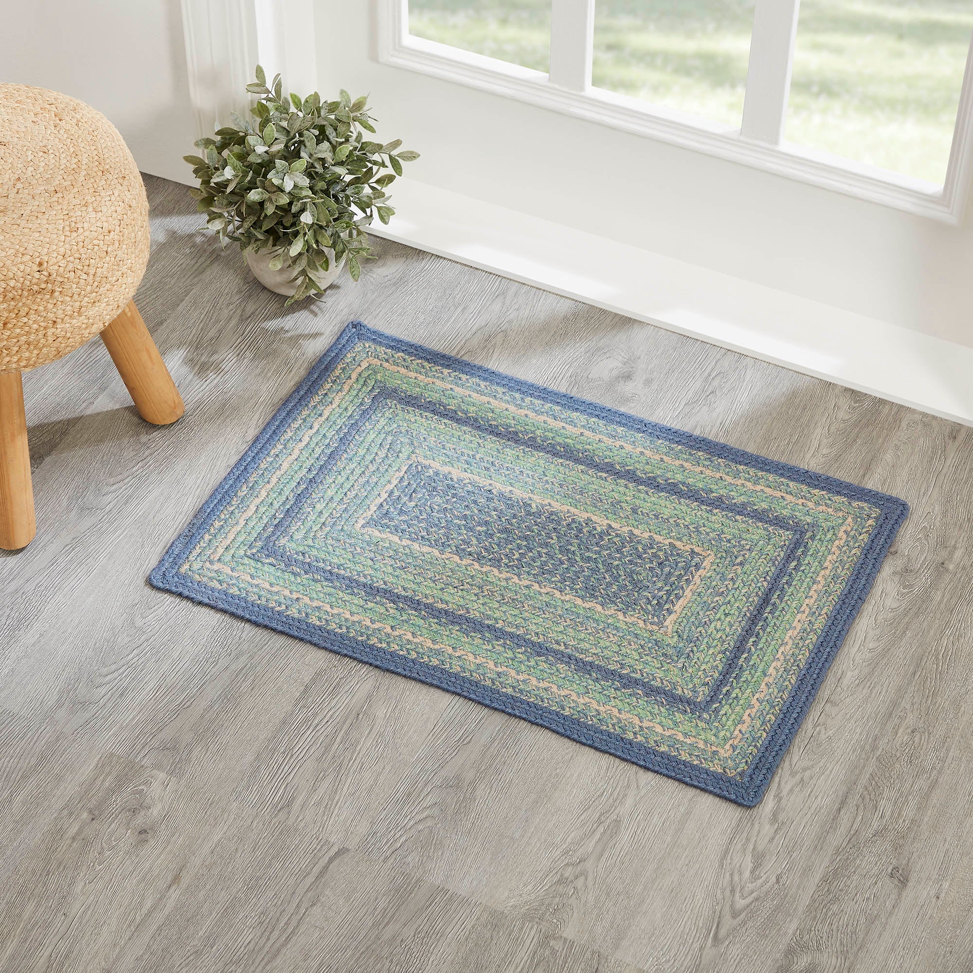 Jolie Jute Blue Shades Rectangular Rug With Pad 20